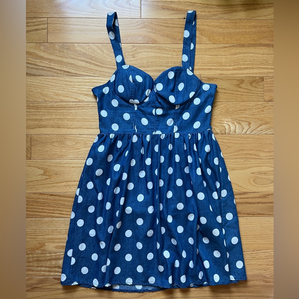 NWOT Chambray Polka Dot Dress